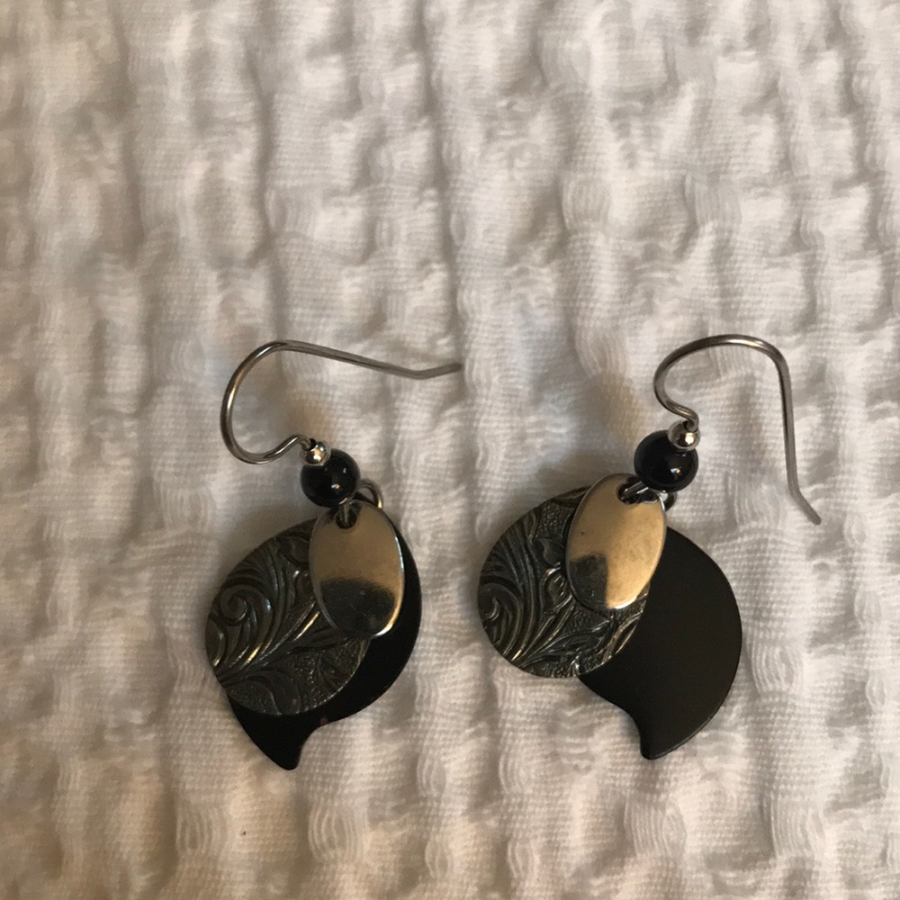 Black and Silver Earrings Brand New